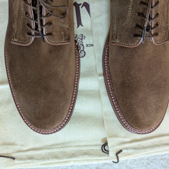 Alden Plain Toe Blucher in Snuff Suede, 10D - Picture 2 of 14